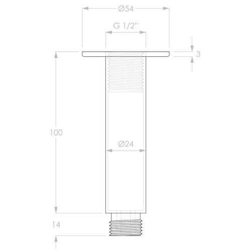 Soul 100mm Ceiling Shower Arm