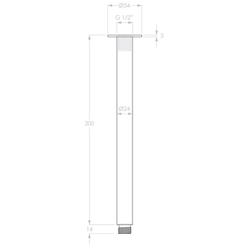 Soul 300mm Ceiling Shower Arm