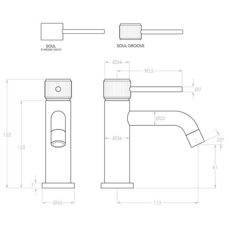 Soul 145mm Chrome Basin Mixer