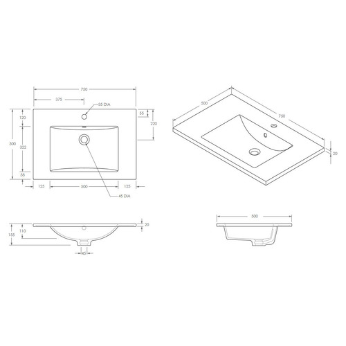 Jane 750mm Single Vanity with Basin