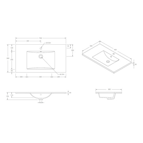 Jane Express 900mm Polar White Single Vanity with Basin