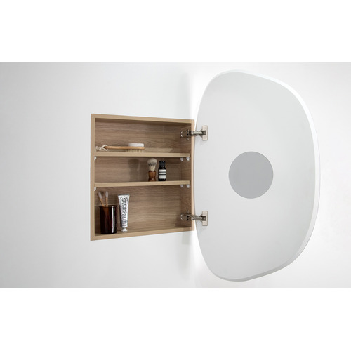 Organic 550mm Prime Oak Mirrored Shaving Cabinet