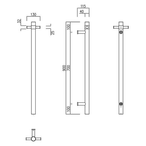 Bloom 900mm Heated Vertical Towel Bar