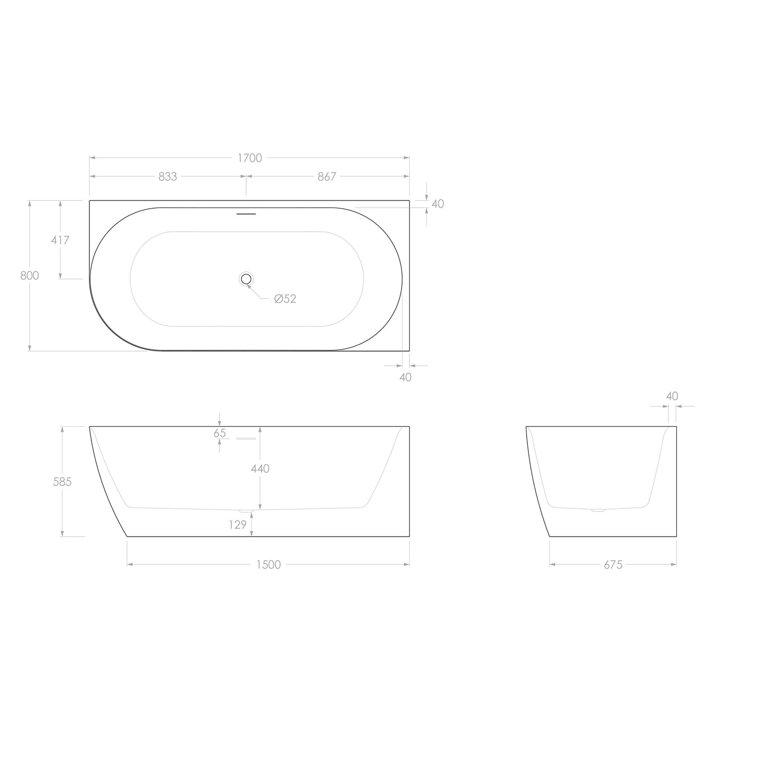 Glacier 1700mm Gloss White Acrylic Corner Bath