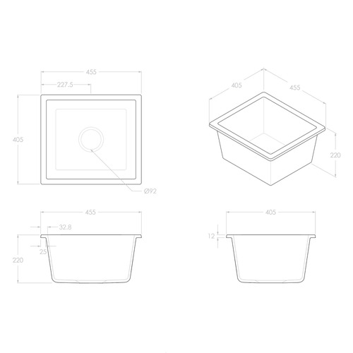 Bellevue 455mm Single Granite Composite Kitchen Sink