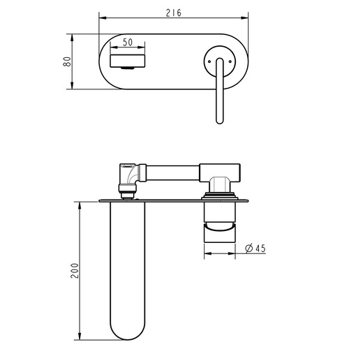 Bronx 200mm Bath/Basin Wall Mixer Set