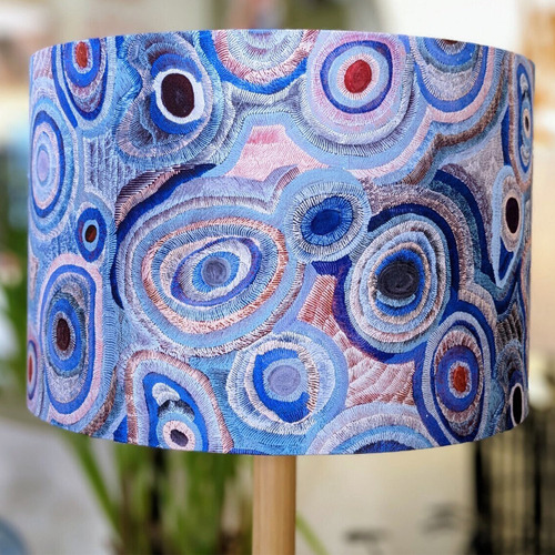 Blue Aboriginal Water Dreaming Cotton Lamp Shade