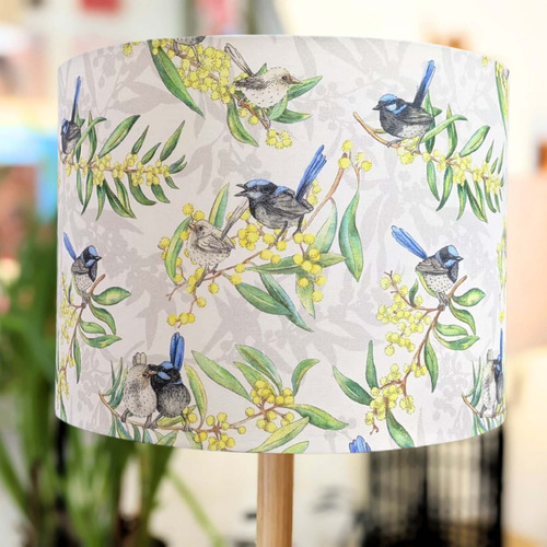 RosebyLifestyleProducts Blue Wren Cotton Lamp Shade Temple & ster