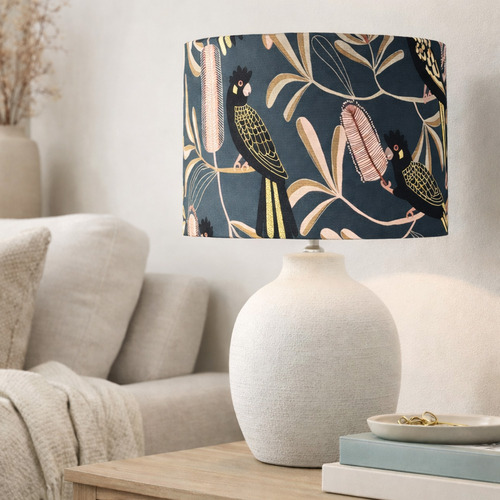 Yellow Tailed Black Cockatoo Cotton Lamp Shade