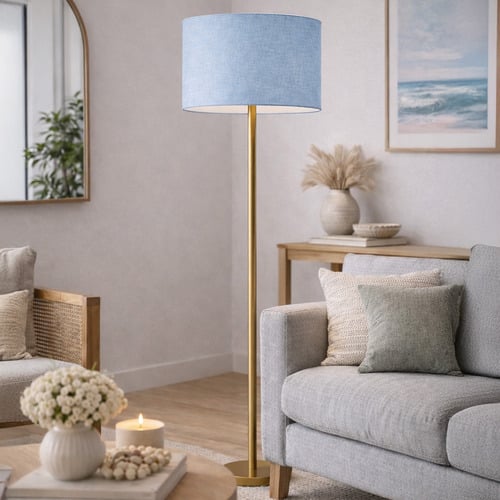 Liberty Light Blue Linen Lamp Shade