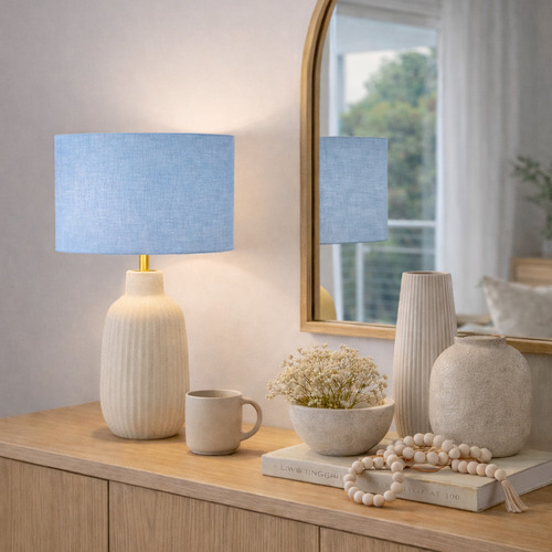Liberty Light Blue Linen Lamp Shade