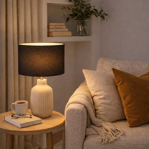 Liberty Black Linen Lamp Shade