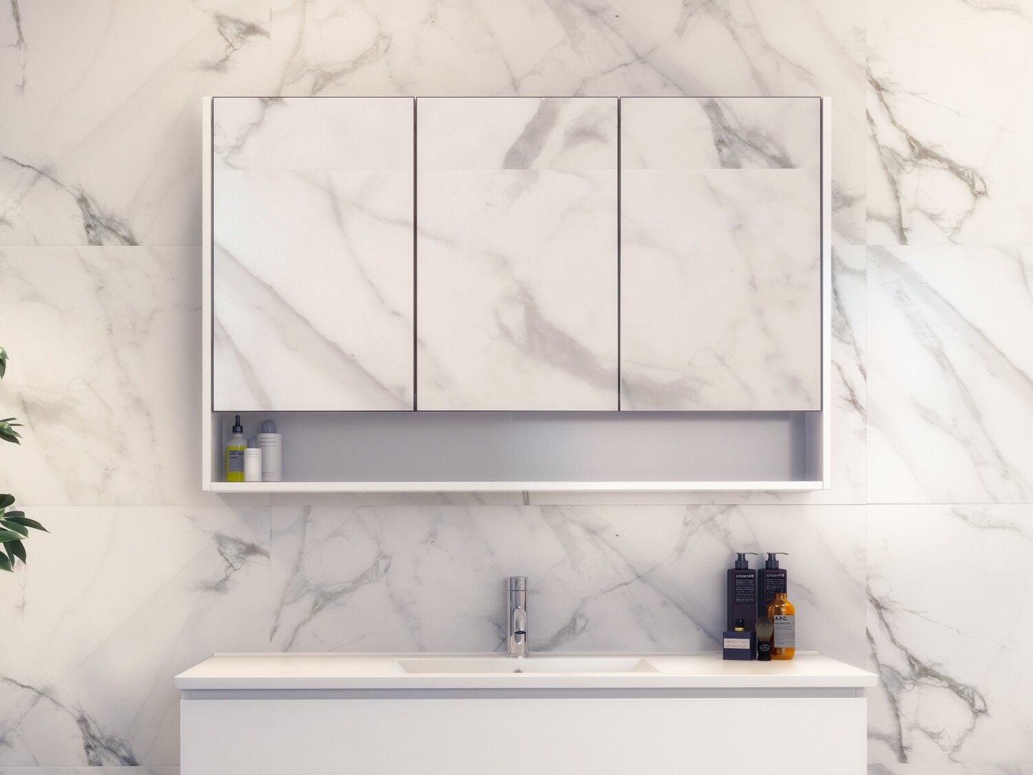 Sanremo-1200mm-Mirrored-Shaving-Cabinet-with-Open-Shelf