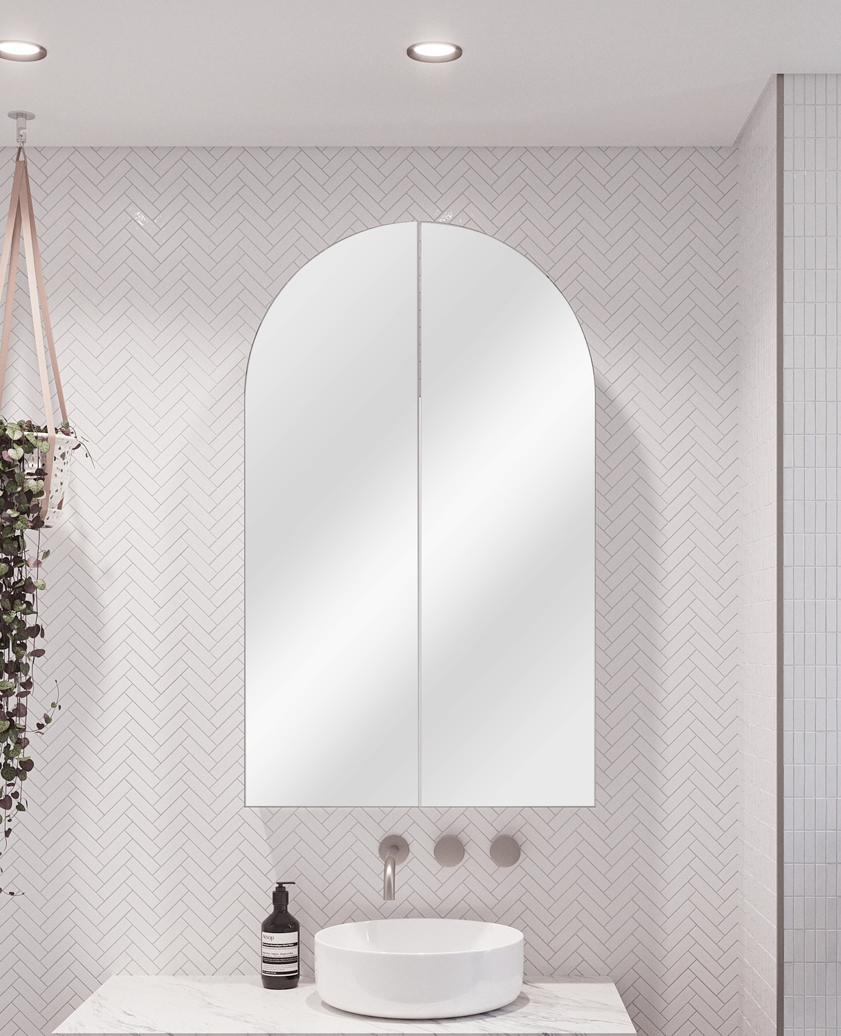 60cm Church Double Door Wall Hung Shaving Cabinet