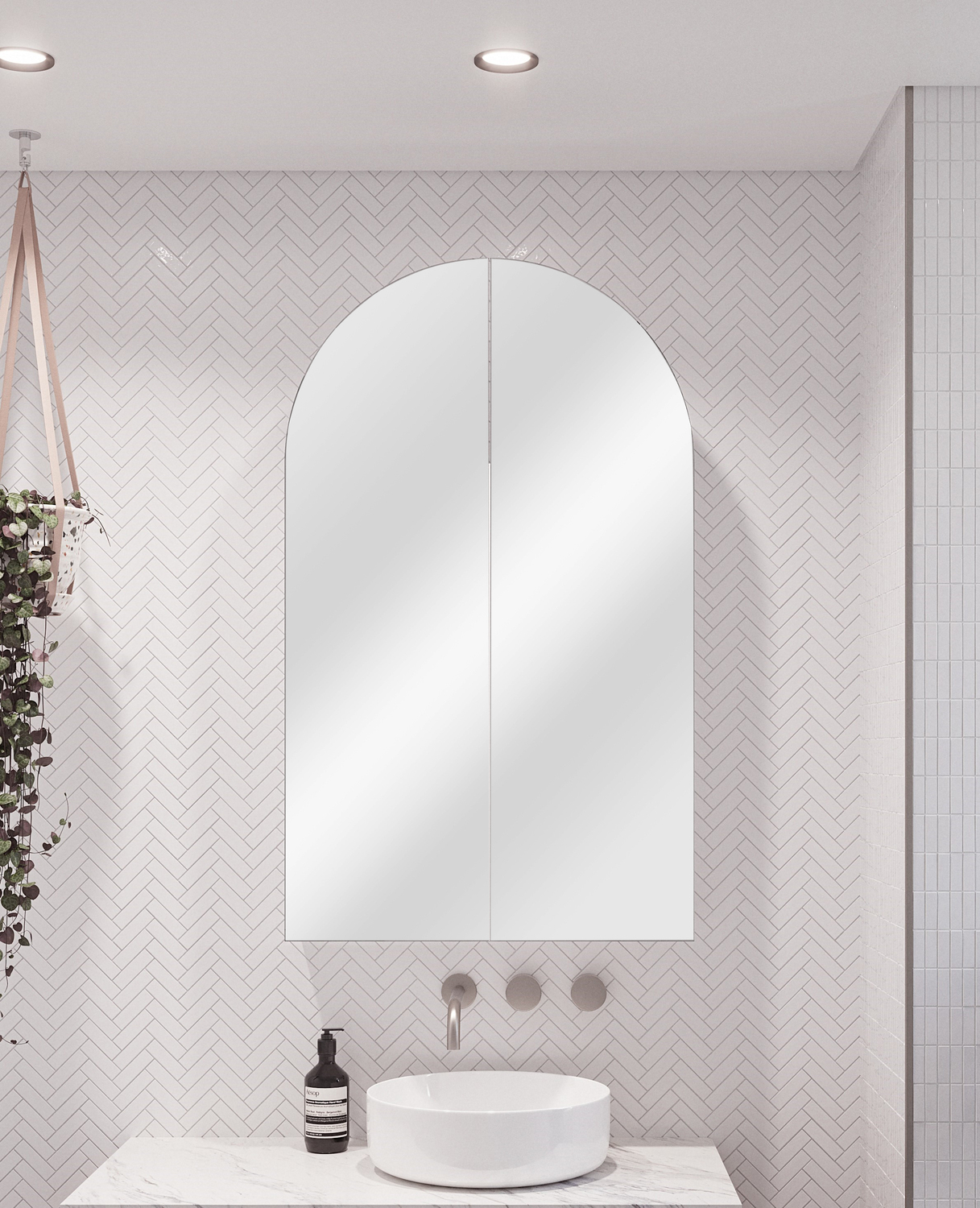 60cm Church Double Door Wall Hung Shaving Cabinet