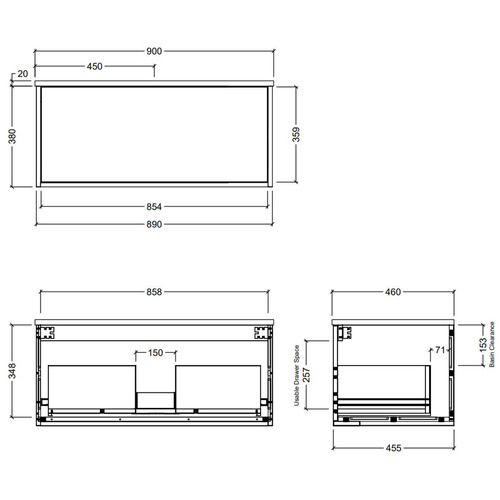 90cm Dockland Wall Hung Vanity Unit