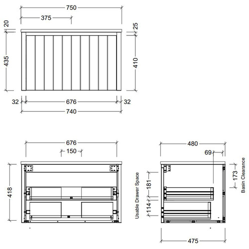 75cm Saba Wall Hung Vanity Unit