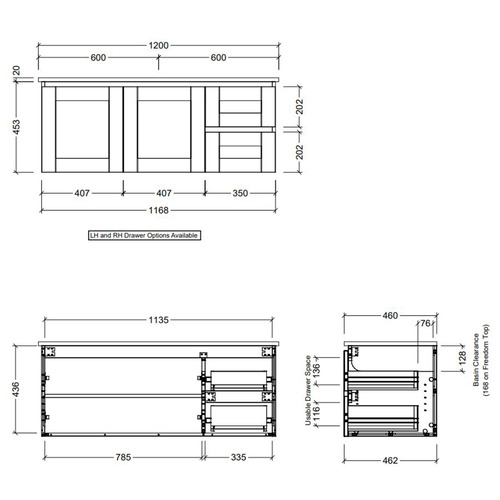 120cm Victoria Wall Hung Vanity Unit