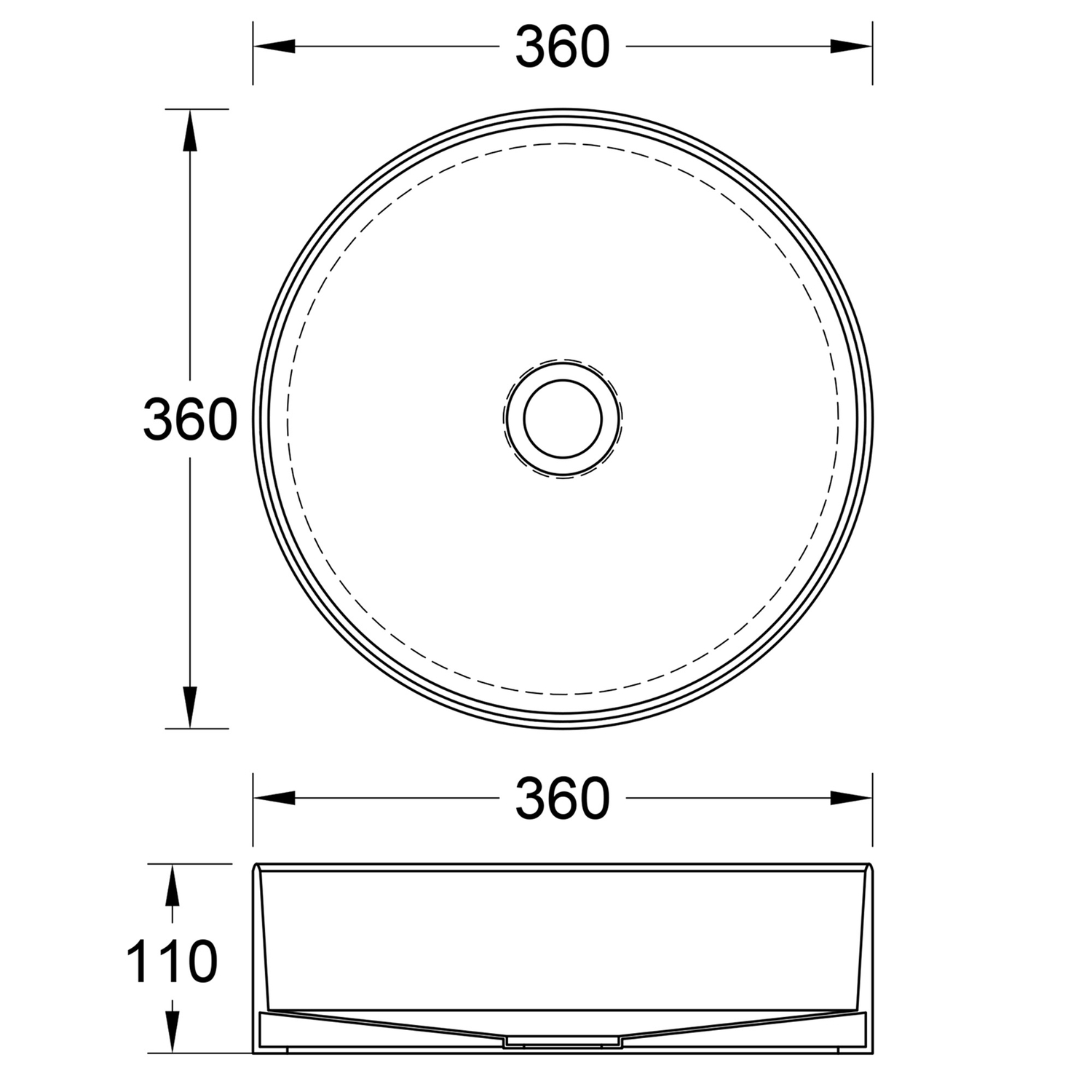 Luxe 360mm Round Above Counter Basin