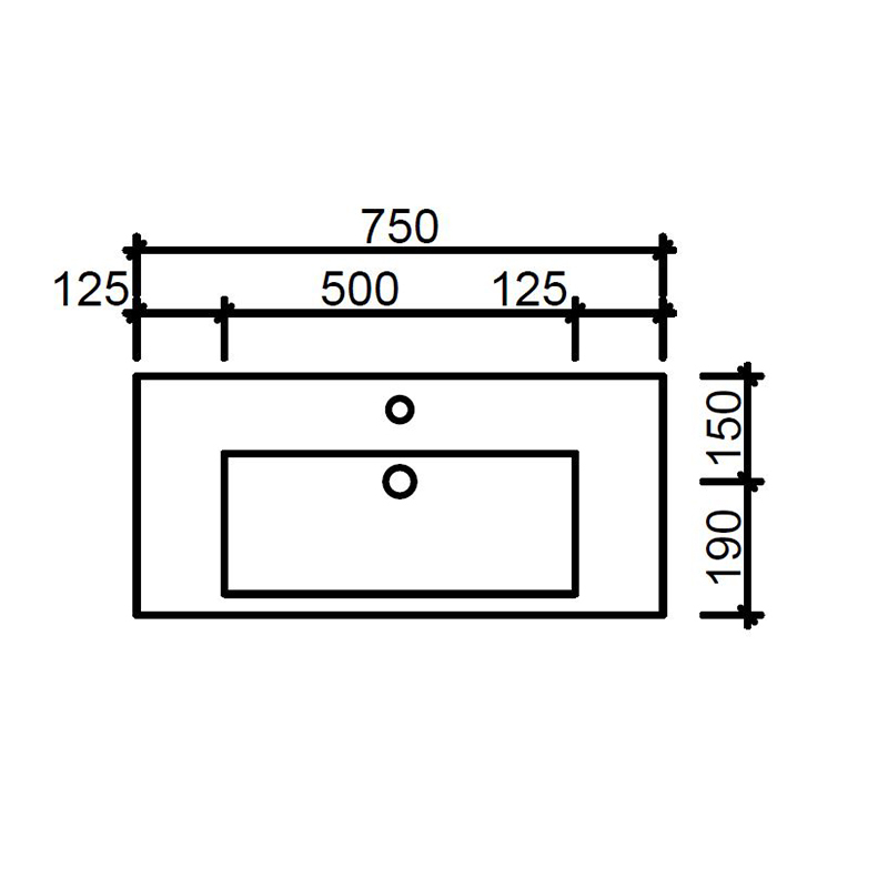Ensuite 750mm Countertop with Single Integrated Basin