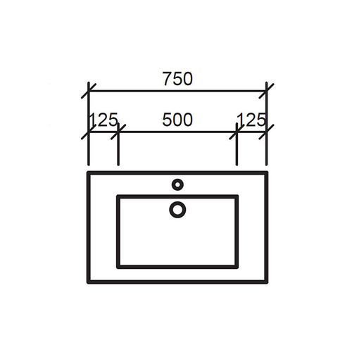 Regal 750mm Countertop with Single Integrated Basin
