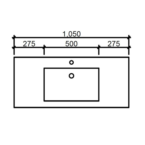 Grand 1050mm Countertop with Single Integrated Basin