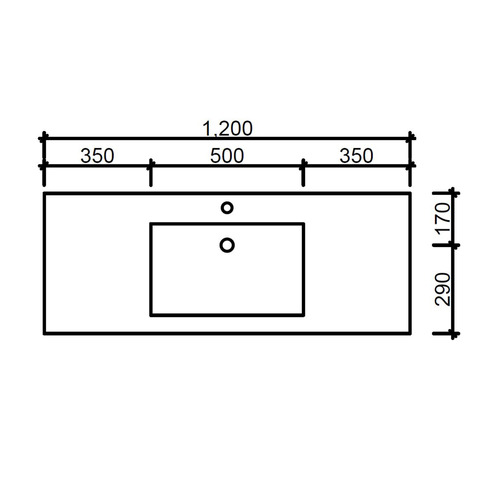 Grand 1200mm Countertop with Single Integrated Basin