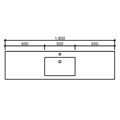Grand 1800mm Countertop with Single Integrated Basin