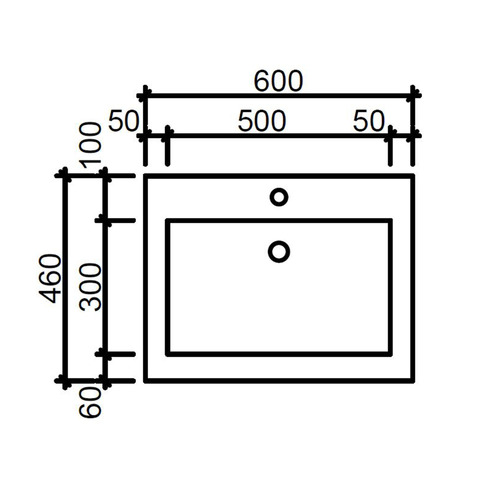 Grand 600mm Countertop with Single Integrated Basin