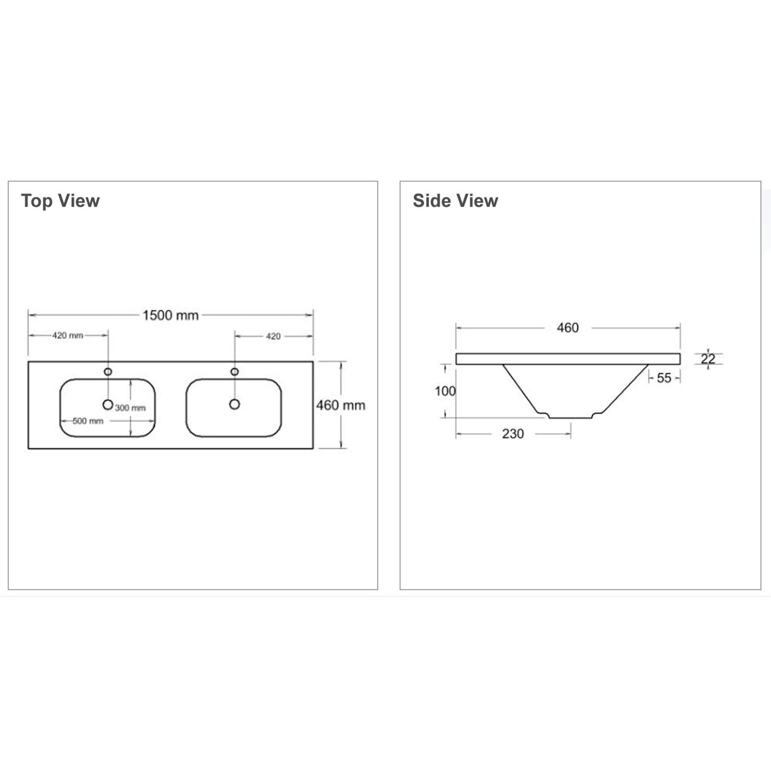 Stadium 1500mm Countertop with Double Integrated Basin