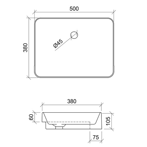 Fergus 500mm Gloss White Semi-recessed Basin