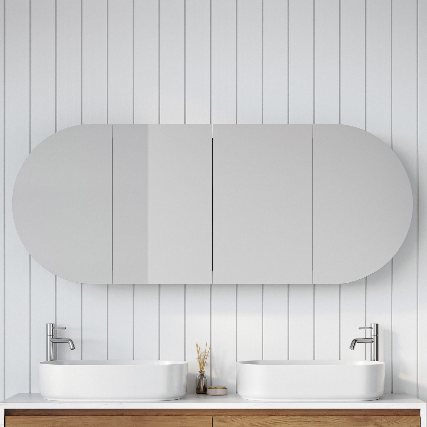 Ballad 1500mm Oval Mirrored Shaving Cabinet