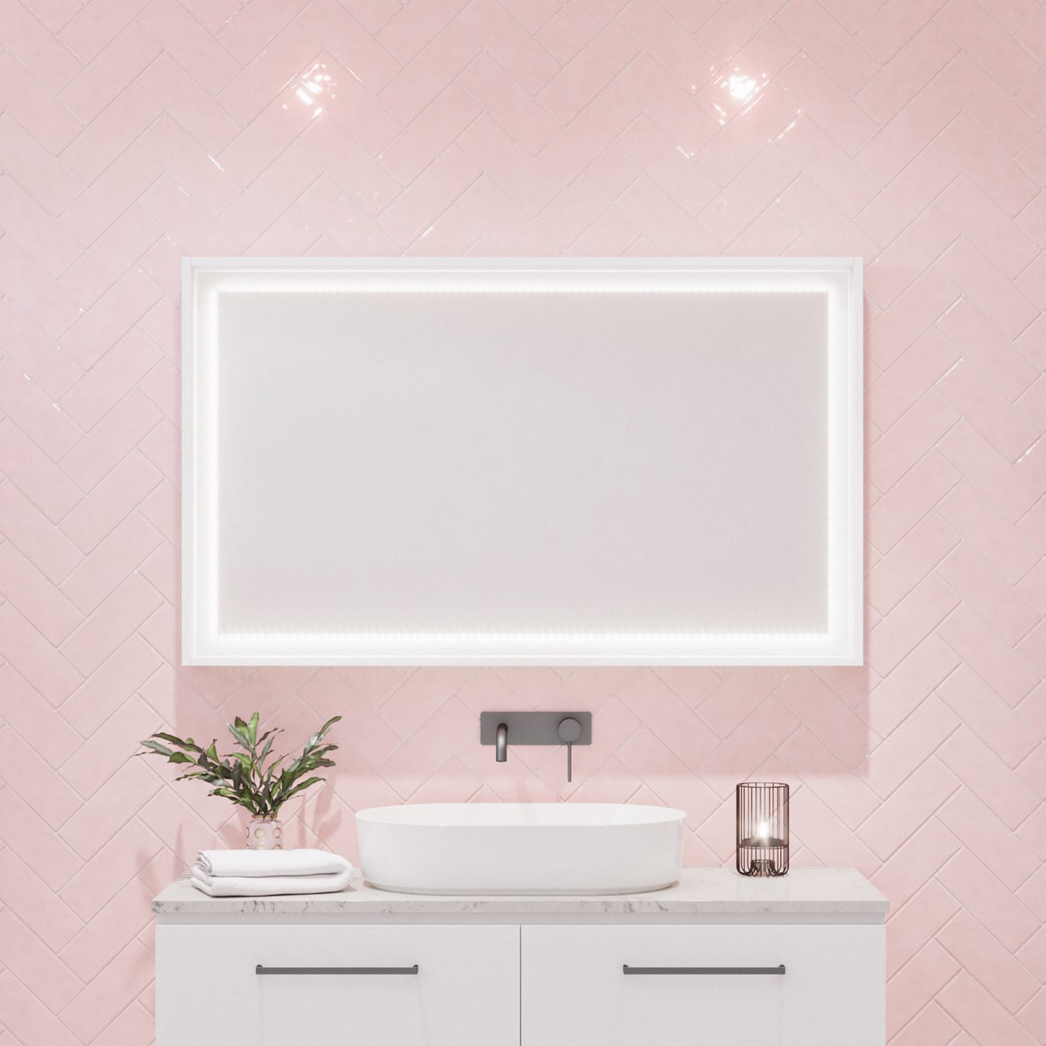 Satin White Halifax Rectangular Wall Mirror