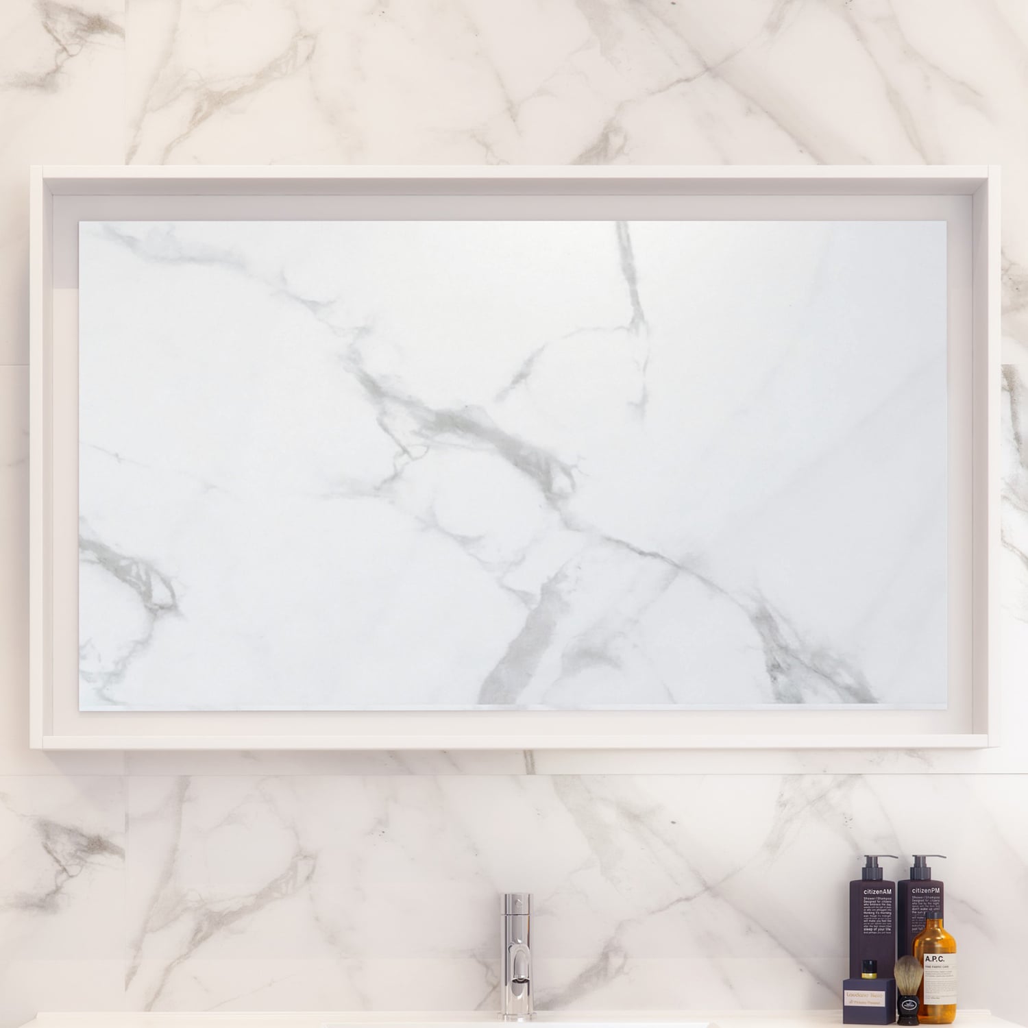 Satin White Halifax Rectangular Wall Mirror