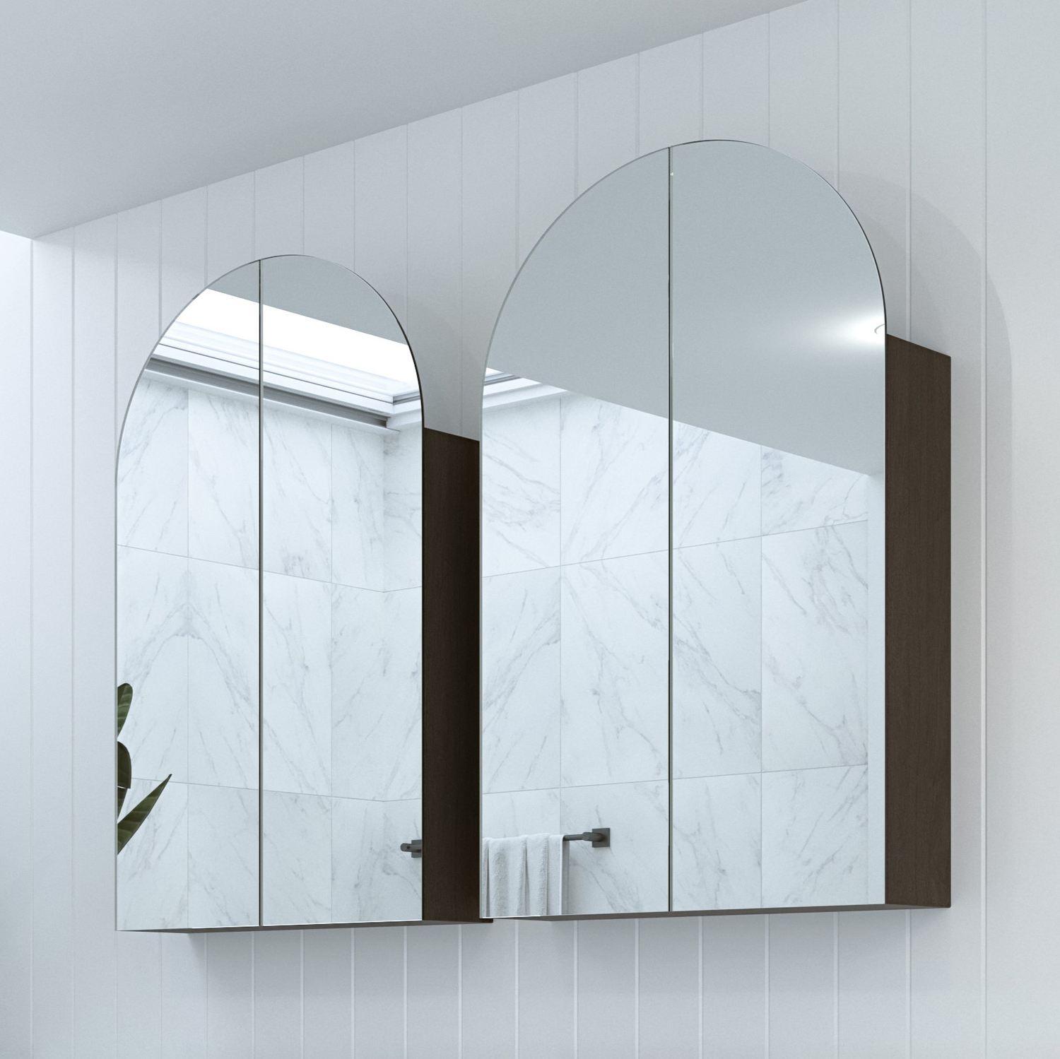 Church 600mm Arch Mirrored Shaving Cabinet with Melamine Shelves