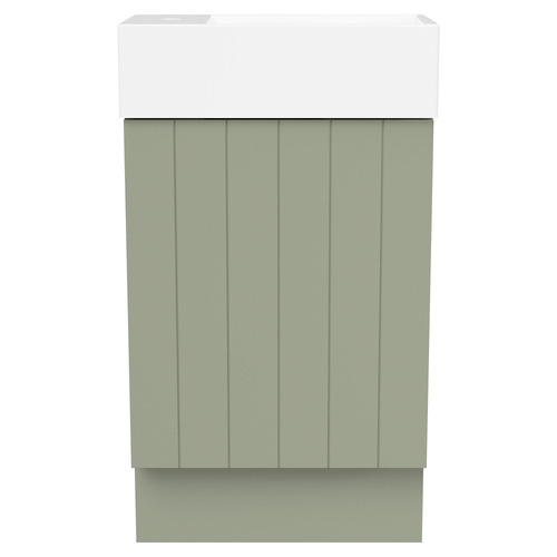 Lottie V-Groove 480mm Freestanding Small Space Vanity with Ceramic Countertop