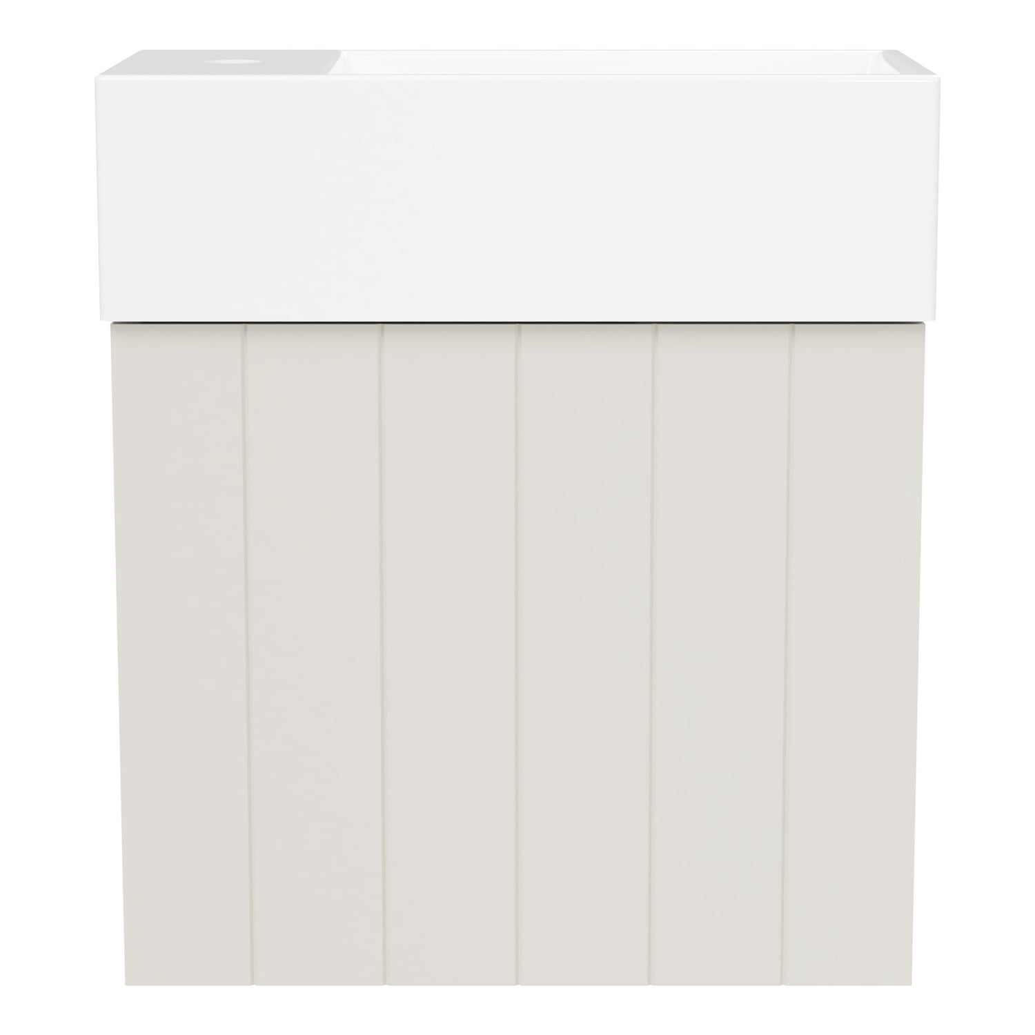 Lottie V-Groove 480mm Wall Hung Small Space Vanity with Ceramic Countertop