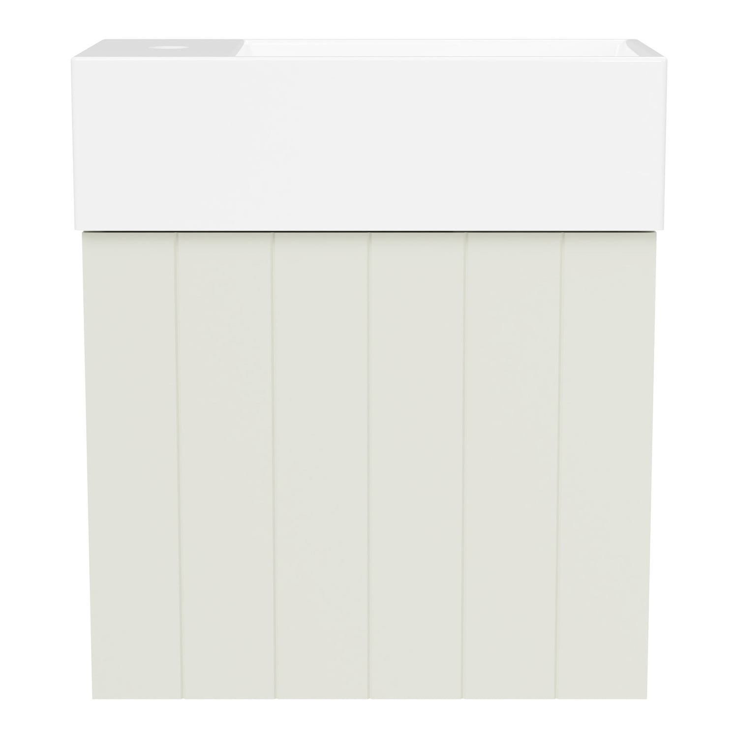 Lottie V-Groove 480mm Wall Hung Small Space Vanity with Ceramic Countertop