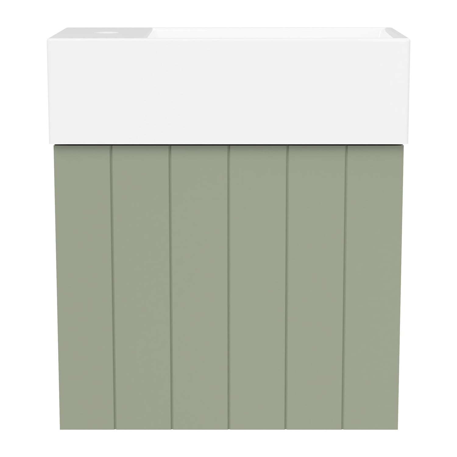 Lottie V-Groove 480mm Wall Hung Small Space Vanity with Ceramic Countertop