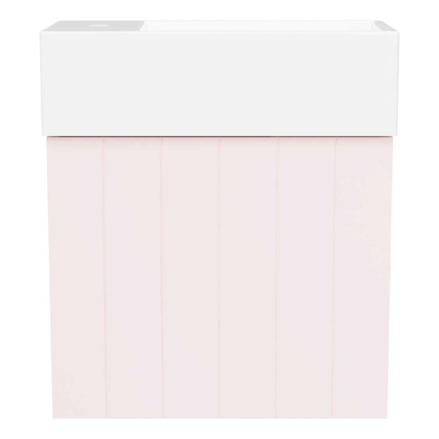 Lottie V-Groove 480mm Wall Hung Small Space Vanity with Ceramic Countertop