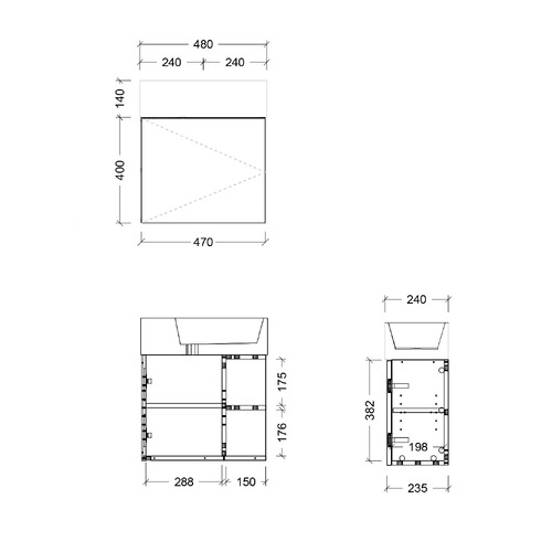 Lottie 480mm Wall Hung Small Space Vanity with Ceramic Countertop