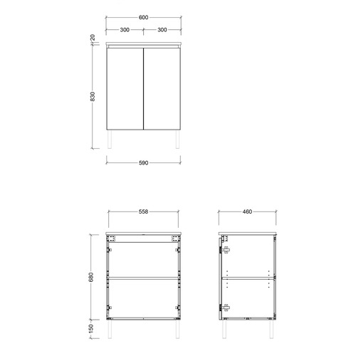 Nevada 600mm Freestanding Vanity with Ceramic Countertop
