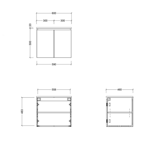 Nevada 600mm Wall Hung Vanity with Ceramic Countertop