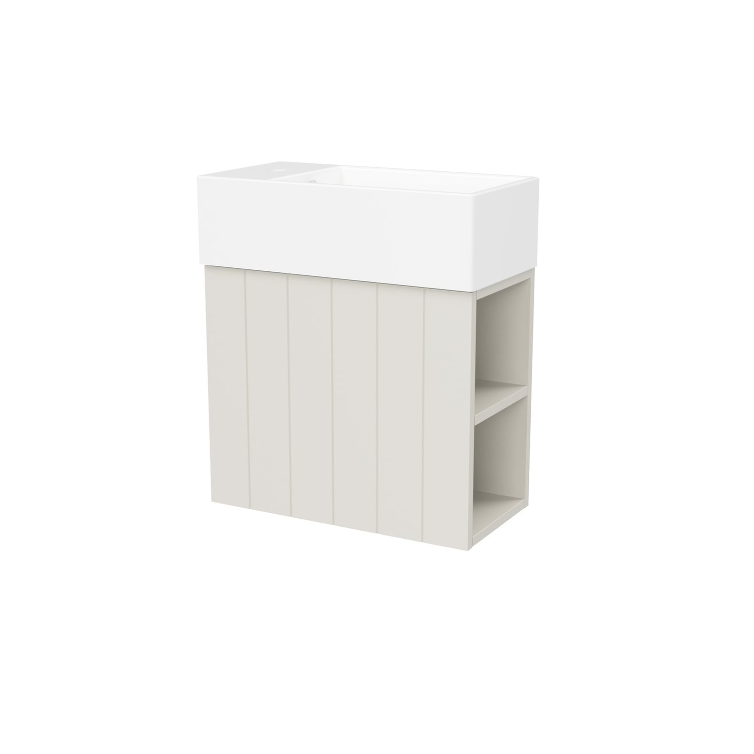 Lottie V-Groove 480mm Wall Hung Small Space Vanity with Ceramic Countertop