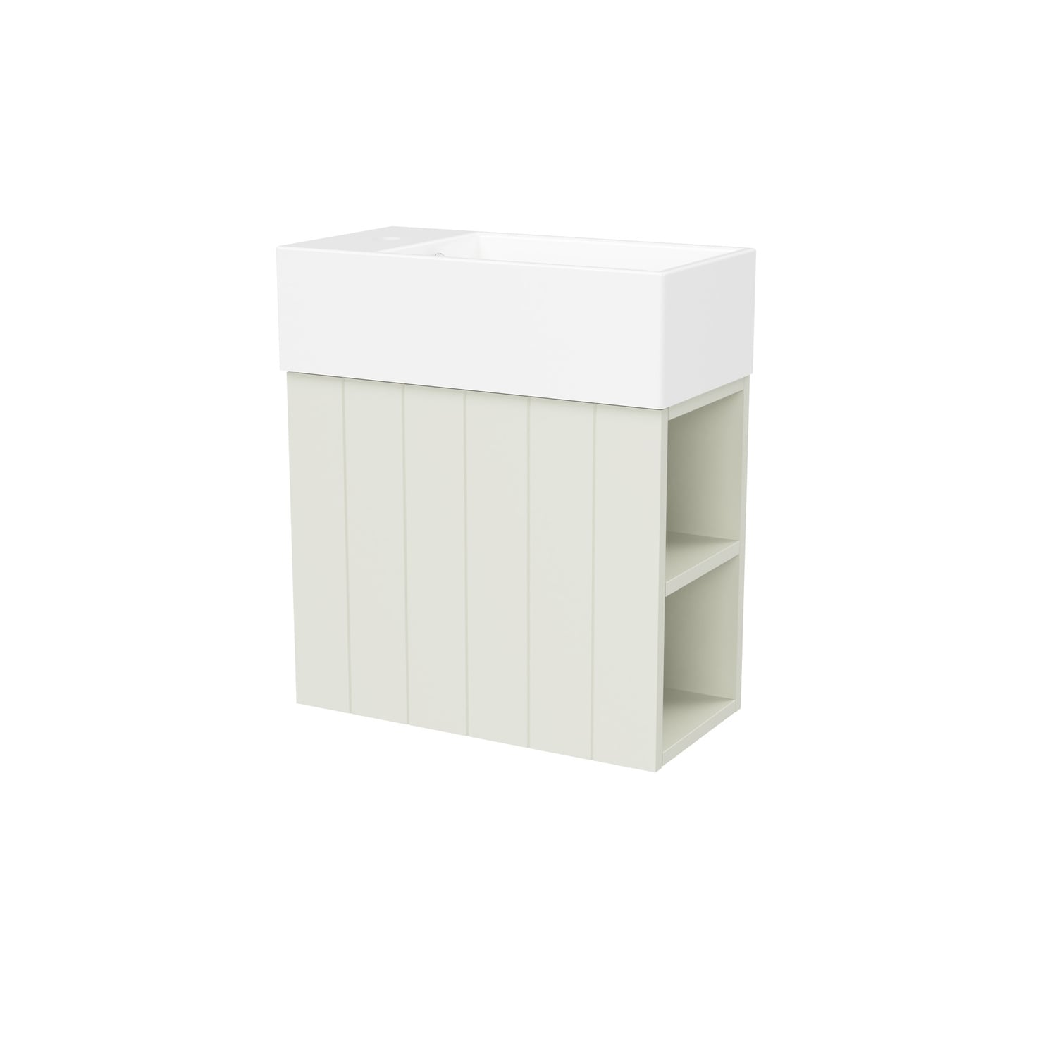 Lottie V-Groove 480mm Wall Hung Small Space Vanity with Ceramic Countertop