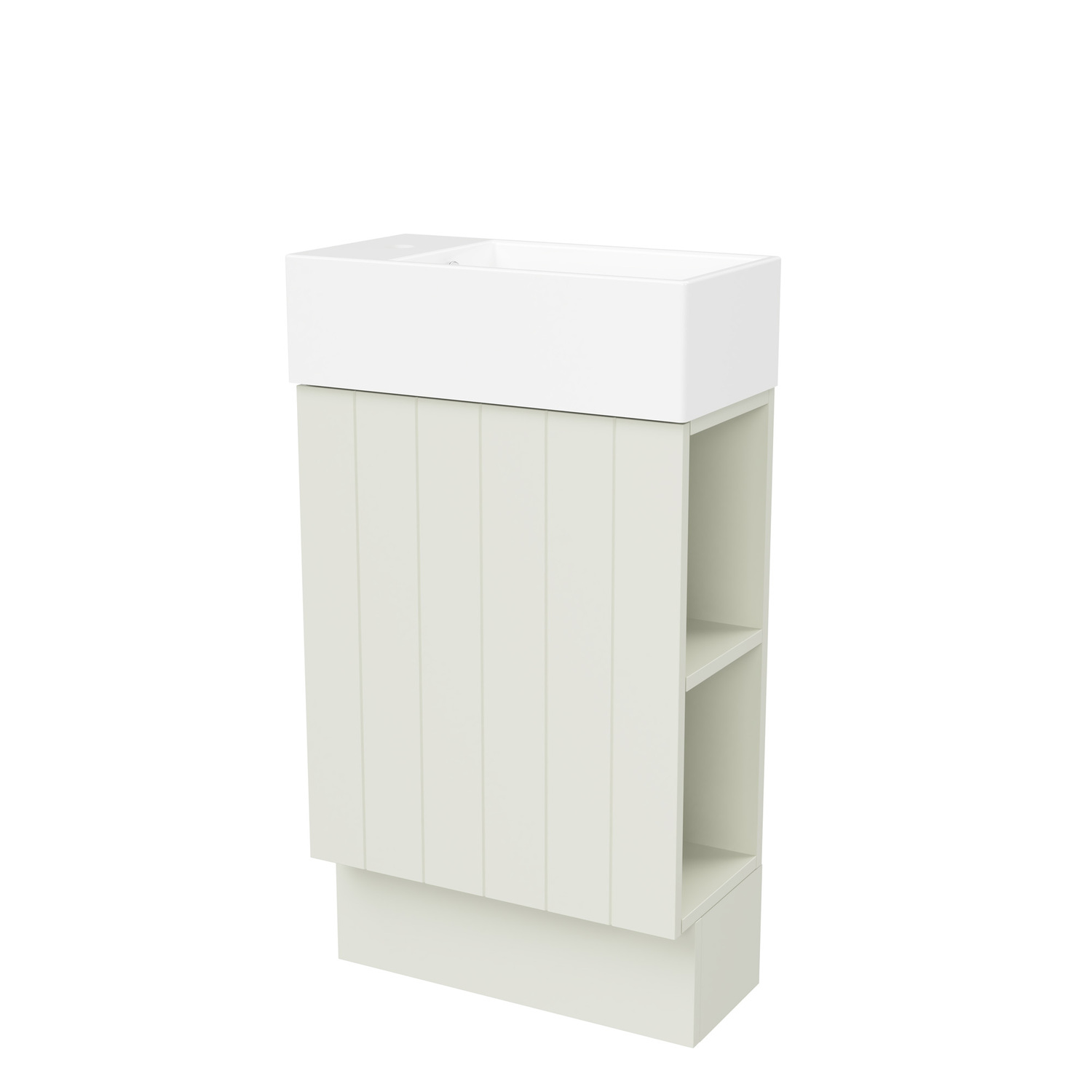 Lottie V-Groove 480mm Freestanding Small Space Vanity with Ceramic Countertop