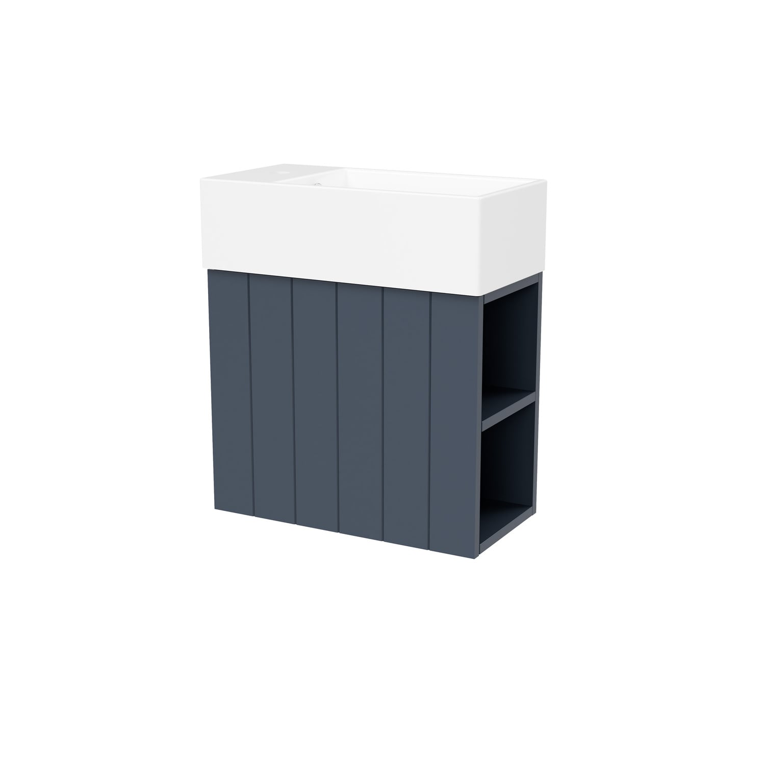 Lottie V-Groove 480mm Wall Hung Small Space Vanity with Ceramic Countertop