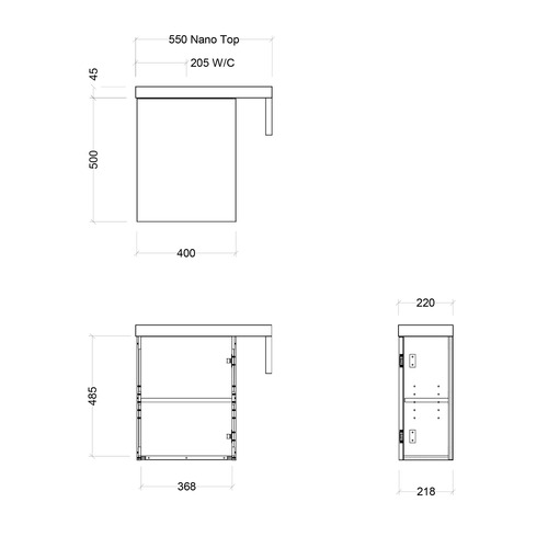Oscar 550mm Wall Hung Vanity with Ceramic Countertop