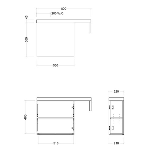 Oscar 800mm Wall Hung Vanity with Ceramic Countertop