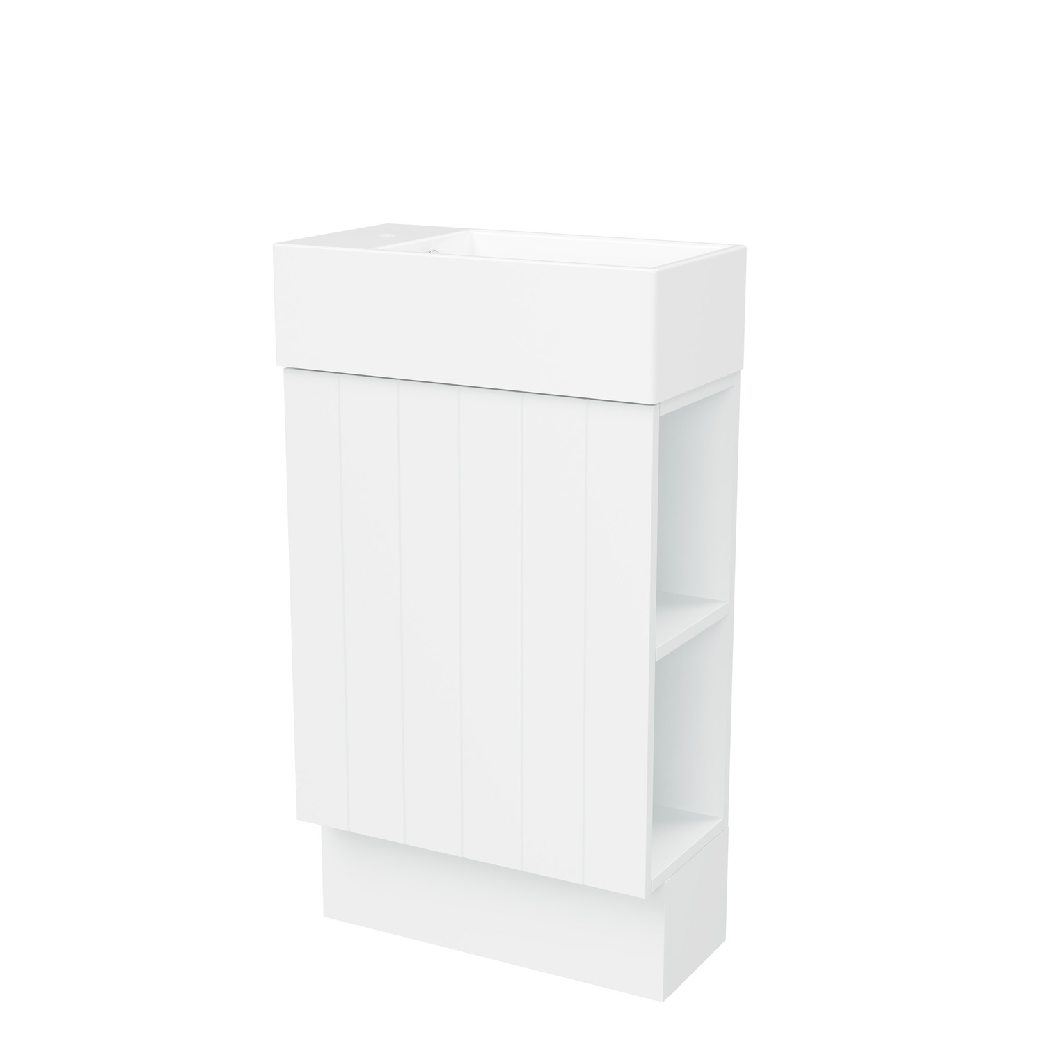 Lottie V-Groove 480mm Freestanding Small Space Vanity with Ceramic Countertop